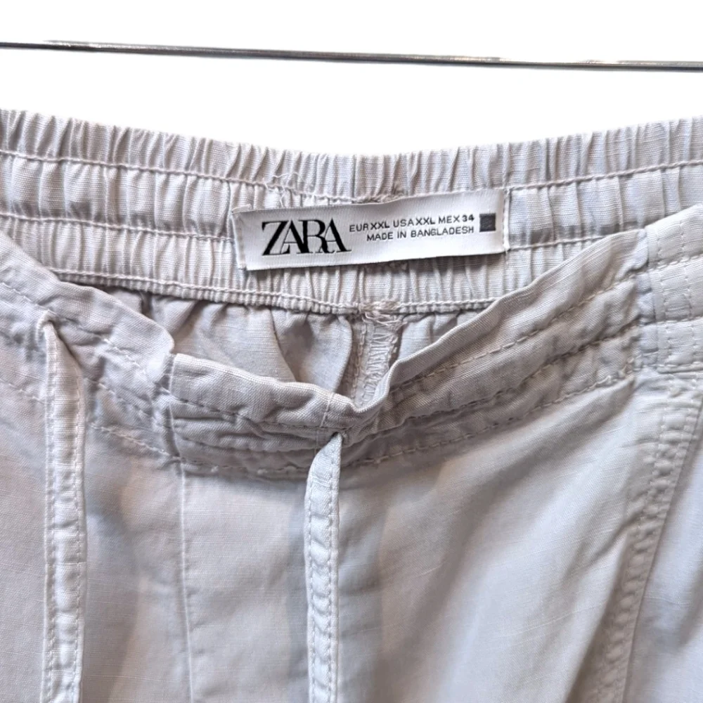 Zara Wide Leg Pull on Elasticated Waist Lyocell/Linen Cropped Plus Pants (XXL)